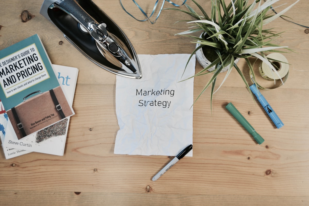A page with "Marketing Strategy" written on it