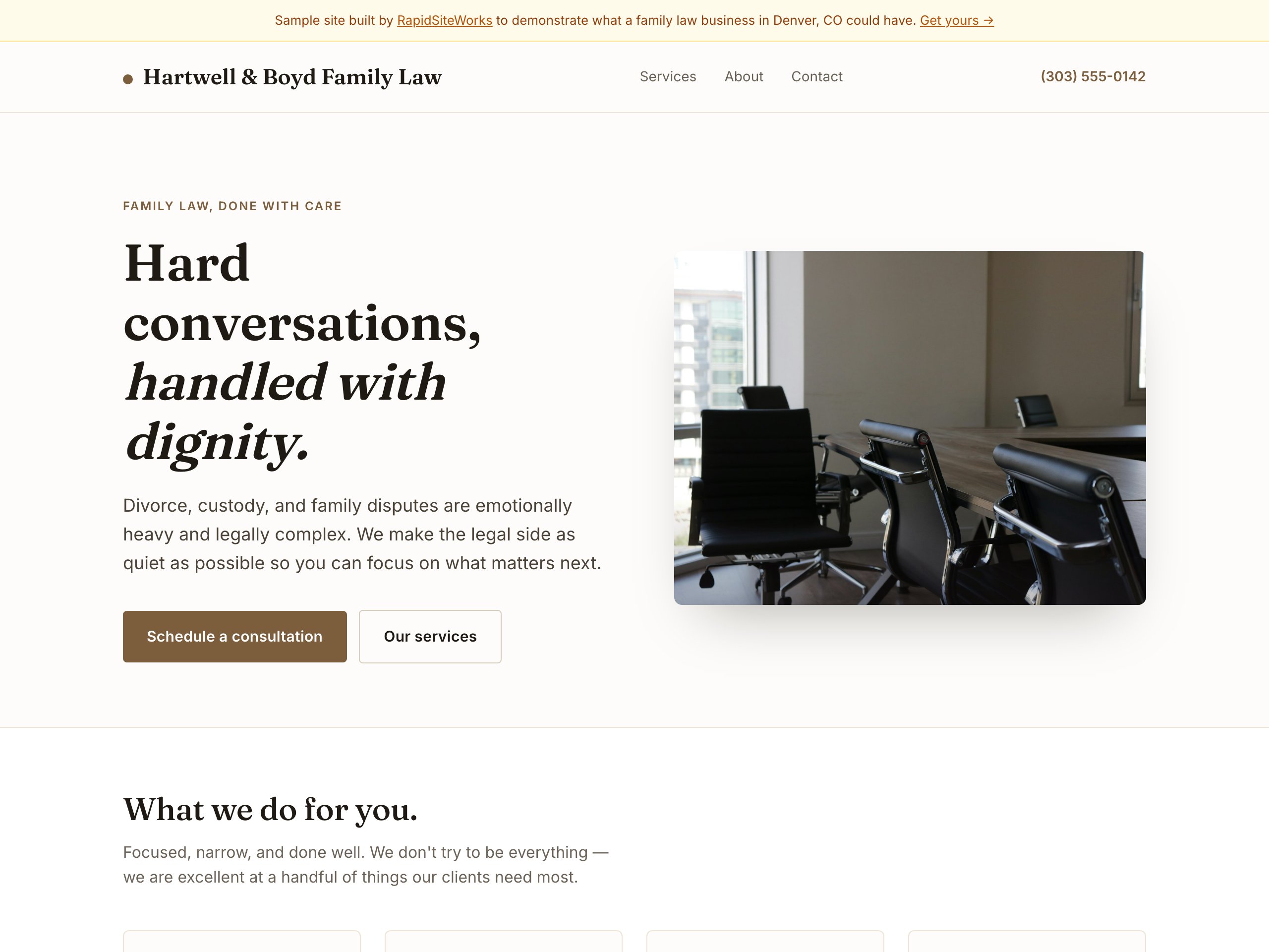 A premium website built by RapidSiteWorks for a Denver family-law practice
